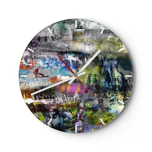 Wanduhr - Glasuhr - Collage aus Erinnerungen - 30x30 cm