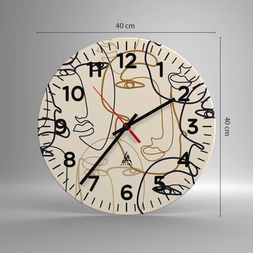 Wanduhr - Glasuhr - Das Porträt wird multipliziert - 40x40 cm