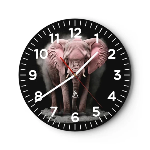 Wanduhr - Glasuhr - Denke nicht an einen rosa Elefanten! - 40x40 cm