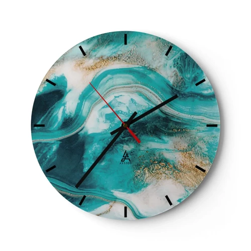 Wanduhr - Glasuhr - Der Fluss aus Gold - 30x30 cm