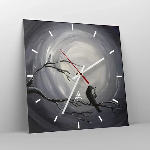 Wanduhr - Glasuhr - Der Schlüssel zum Geheimnis der Nacht - 40x40 cm