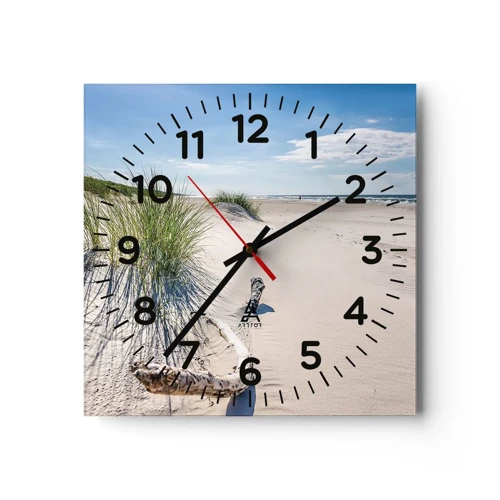 Wanduhr - Glasuhr - Der schönste Strand? Ostsee-Strand - 30x30 cm