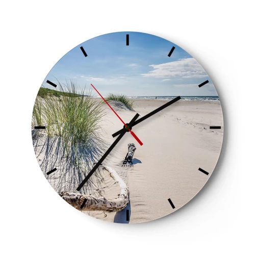 Wanduhr - Glasuhr - Der schönste Strand? Ostsee-Strand - 30x30 cm