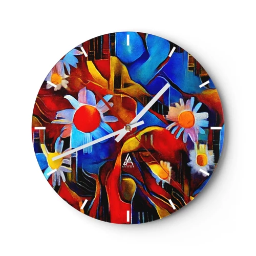 Wanduhr - Glasuhr - Die Farben des Lebens - 40x40 cm