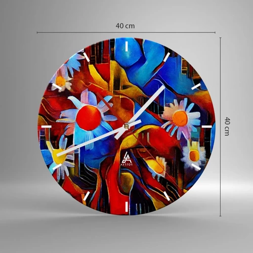 Wanduhr - Glasuhr - Die Farben des Lebens - 40x40 cm