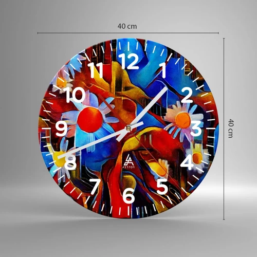 Wanduhr - Glasuhr - Die Farben des Lebens - 40x40 cm