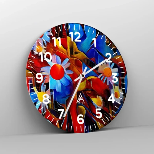 Wanduhr - Glasuhr - Die Farben des Lebens - 40x40 cm