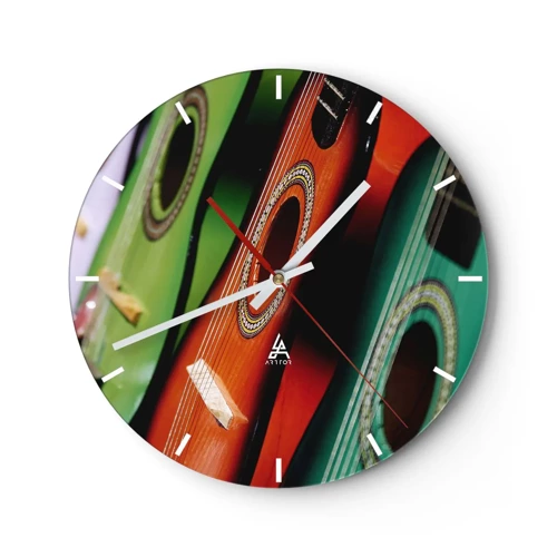 Wanduhr - Glasuhr - Die Gitarre hat viele Farben - 30x30 cm