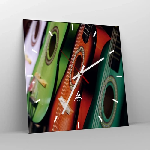 Wanduhr - Glasuhr - Die Gitarre hat viele Farben - 40x40 cm