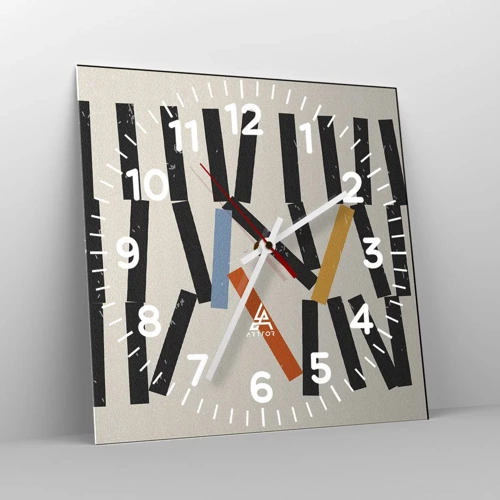 Wanduhr - Glasuhr - Domino – Komposition - 30x30 cm
