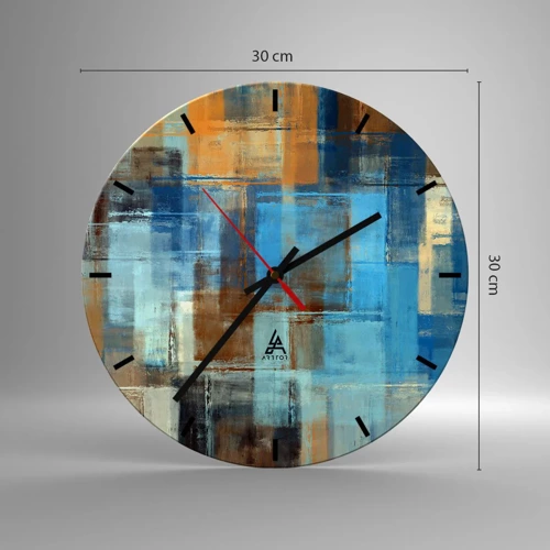 Wanduhr - Glasuhr - Durch den blauen Schleier - 30x30 cm