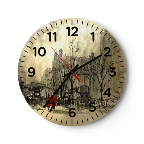 Wanduhr - Glasuhr - Ein Date im Londoner Nebel - 30x30 cm