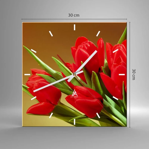 Wanduhr - Glasuhr - Ein Haufen Frühlingsfreude - 30x30 cm