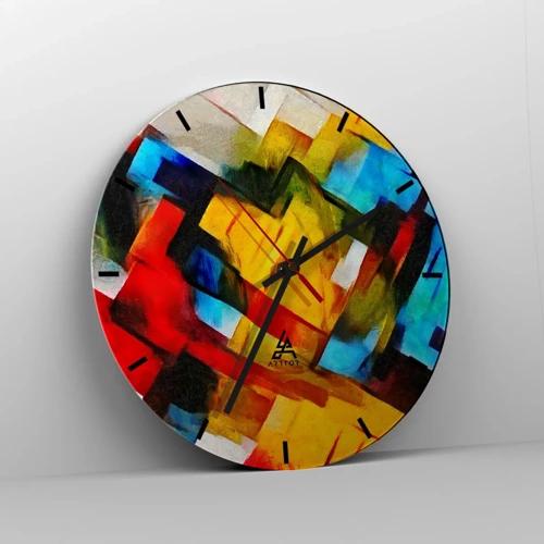 Wanduhr - Glasuhr - Ein bunter Interleaver - 40x40 cm