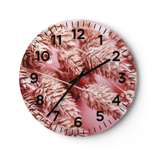 Wanduhr - Glasuhr - Eine Blumenkaskade in Rosa - 30x30 cm