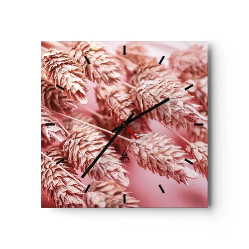 Wanduhr - Glasuhr - Eine Blumenkaskade in Rosa - 30x30 cm