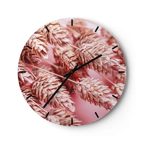 Wanduhr - Glasuhr - Eine Blumenkaskade in Rosa - 30x30 cm