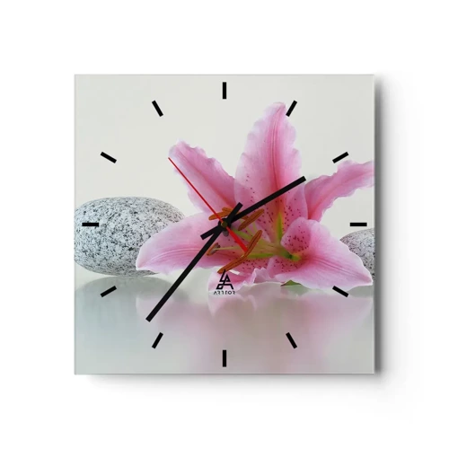 Wanduhr - Glasuhr - Eine Studie in Pink, Grau und Weiß - 30x30 cm