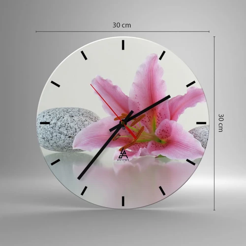 Wanduhr - Glasuhr - Eine Studie in Pink, Grau und Weiß - 30x30 cm