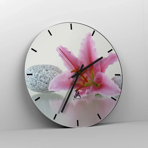 Wanduhr - Glasuhr - Eine Studie in Pink, Grau und Weiß - 30x30 cm