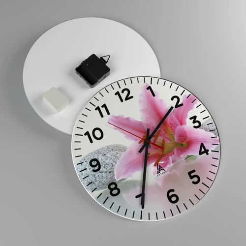 Wanduhr - Glasuhr - Eine Studie in Pink, Grau und Weiß - 30x30 cm