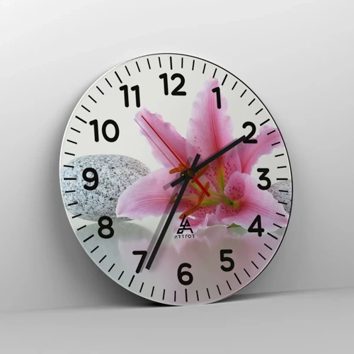 Wanduhr - Glasuhr - Eine Studie in Pink, Grau und Weiß - 30x30 cm