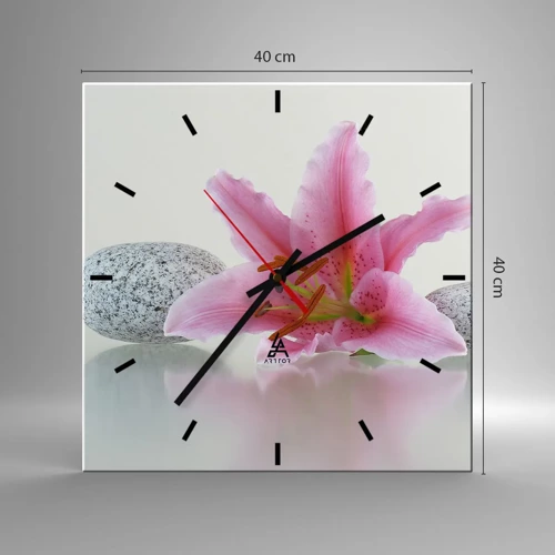 Wanduhr - Glasuhr - Eine Studie in Pink, Grau und Weiß - 40x40 cm