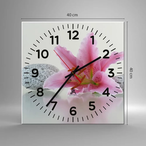 Wanduhr - Glasuhr - Eine Studie in Pink, Grau und Weiß - 40x40 cm