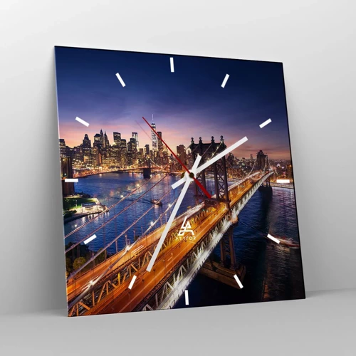 Wanduhr - Glasuhr - Eine leuchtende Brücke zum Herzen der Stadt - 40x40 cm
