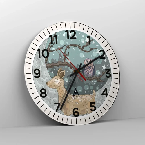 Wanduhr - Glasuhr - Eine märchenhafte Waldnacht - 30x30 cm