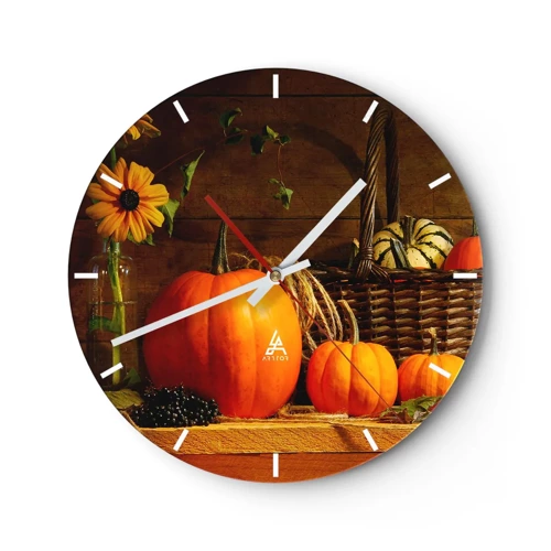 Wanduhr - Glasuhr - Eine rustikale Komposition - Geschenke des Herbstes - 30x30 cm