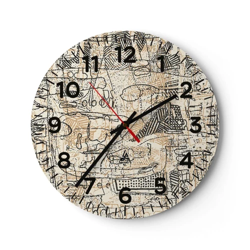 Wanduhr - Glasuhr - Es wartet darauf, entschlüsselt zu werden - 40x40 cm