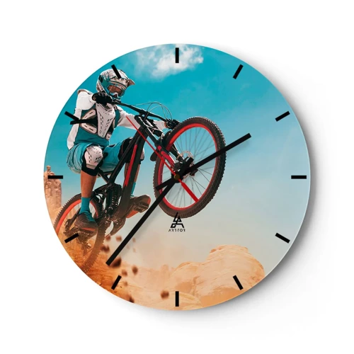 Wanduhr - Glasuhr - Fahrrad-Wahnsinn-Dämon - 30x30 cm