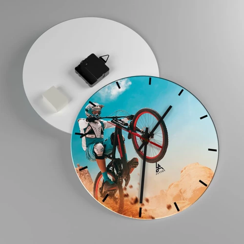 Wanduhr - Glasuhr - Fahrrad-Wahnsinn-Dämon - 30x30 cm