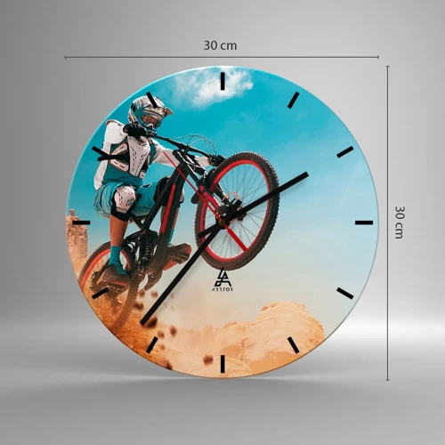 Wanduhr - Glasuhr - Fahrrad-Wahnsinn-Dämon - 30x30 cm