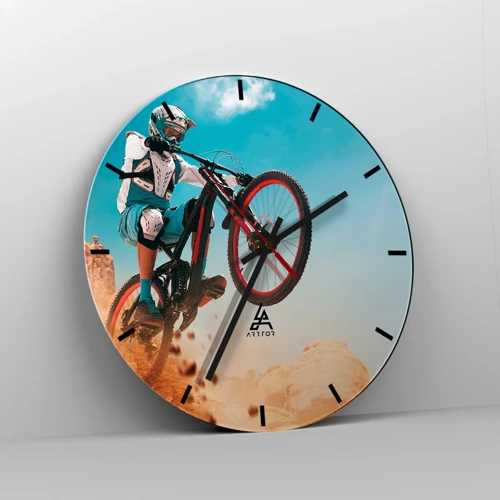 Wanduhr - Glasuhr - Fahrrad-Wahnsinn-Dämon - 30x30 cm