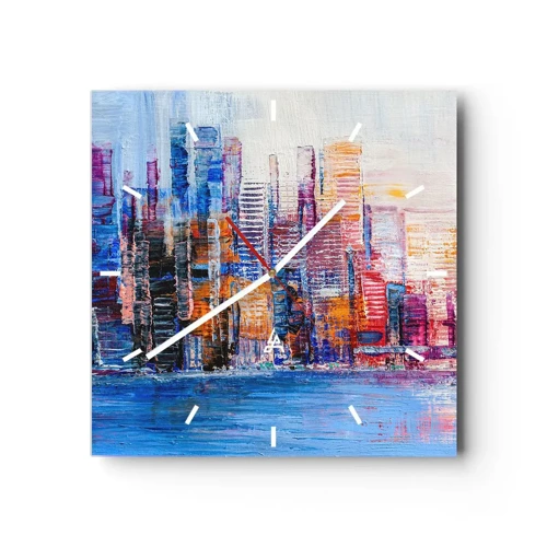 Wanduhr - Glasuhr - Fröhliche Metropole - 40x40 cm