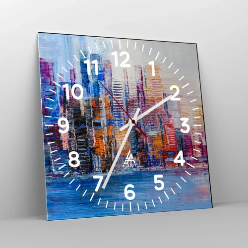 Wanduhr - Glasuhr - Fröhliche Metropole - 40x40 cm