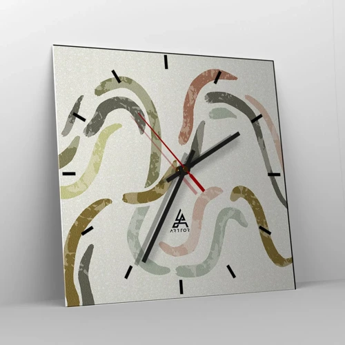 Wanduhr - Glasuhr - Fröhlicher Tanz der Abstraktion - 40x40 cm