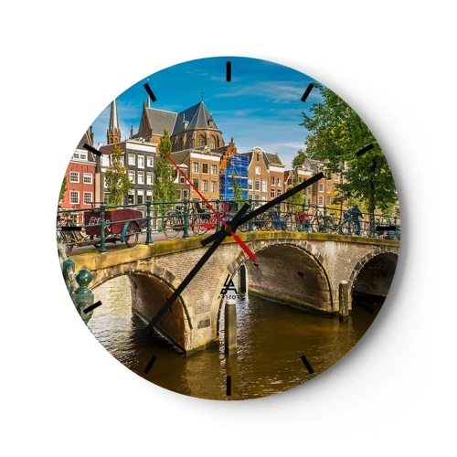 Wanduhr - Glasuhr - Frühling am Kanal - 30x30 cm