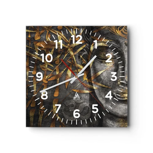 Wanduhr - Glasuhr - Fühle den Frieden - 40x40 cm