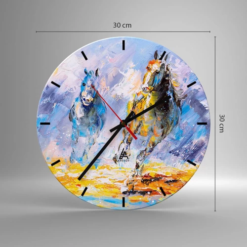 Wanduhr - Glasuhr - Galopp durch die Blendung - 30x30 cm