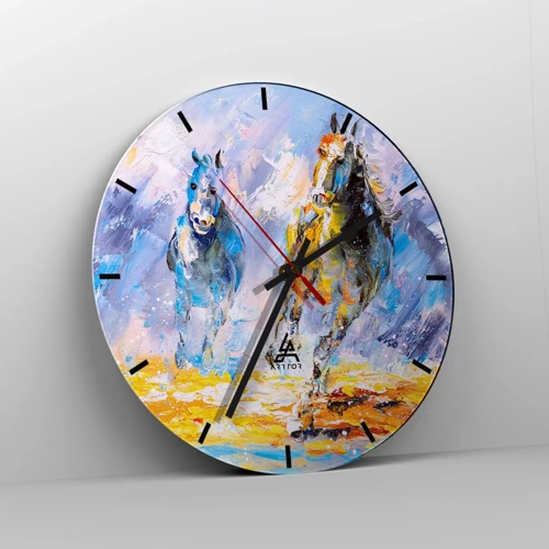 Wanduhr - Glasuhr - Galopp durch die Blendung - 30x30 cm