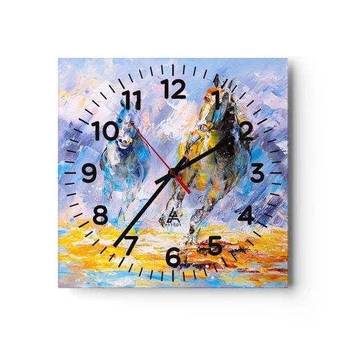 Wanduhr - Glasuhr - Galopp durch die Blendung - 30x30 cm