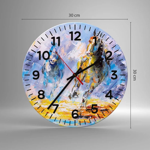 Wanduhr - Glasuhr - Galopp durch die Blendung - 30x30 cm