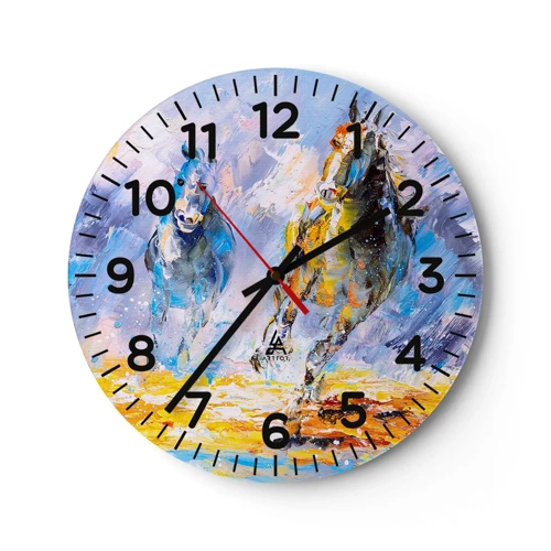 Wanduhr - Glasuhr - Galopp durch die Blendung - 40x40 cm