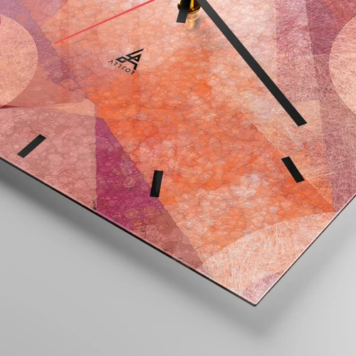 Wanduhr - Glasuhr - Geometrische Transformationen in Pink - 30x30 cm