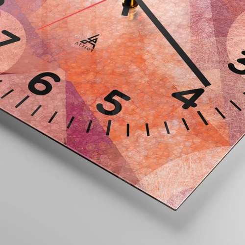Wanduhr - Glasuhr - Geometrische Transformationen in Pink - 30x30 cm