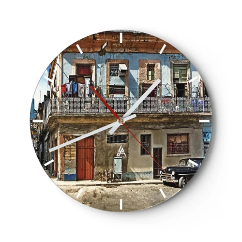 Wanduhr - Glasuhr - Havanna-Stimmung - 40x40 cm