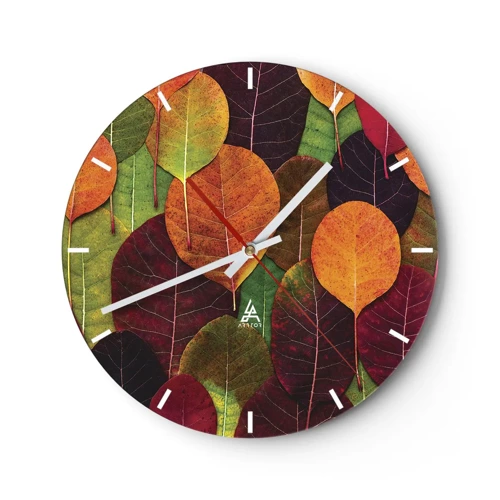 Wanduhr - Glasuhr - Herbstmosaik - 30x30 cm